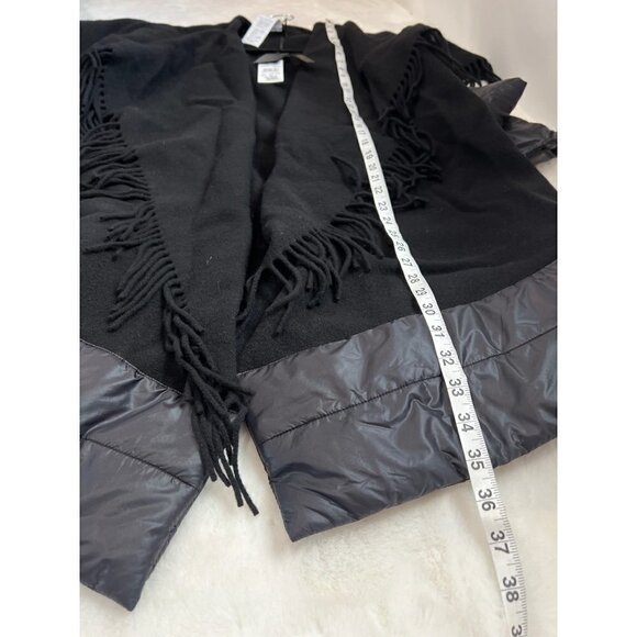 NWT SEVENTY VENEZIA Made In Italy OneSize Black Wool Blend Fringe Cardigan - Picture 4 of 9